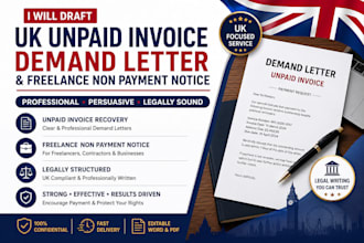 draft uk unpaid invoice demand letter and freelancer non payment notice