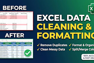 clean, format, merge, spilt excel data