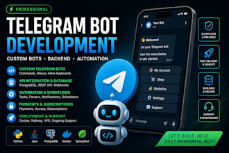build a telegram bot with payments api and database
