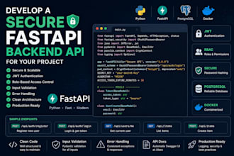 develop a secure fastapi backend API for your project