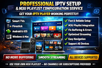 set up and configure player with m3u playlist for smooth streaming on all device