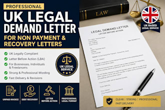 write unpaid invoice UK legal demand letter for non payment and recovery