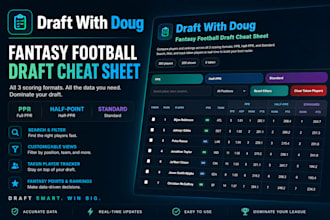 provide a premium fantasy football draft cheat sheet app