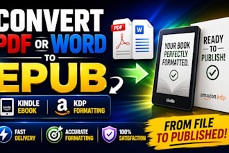 convert PDF or word to epub, kindle ebook and KDP formatting