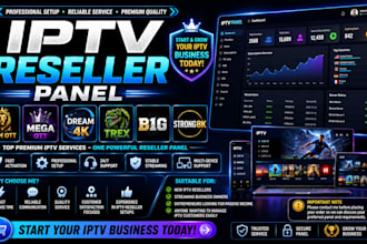 create reseller panel with lion ott, mega ott, dream4k,  trex, b1g, strong8k