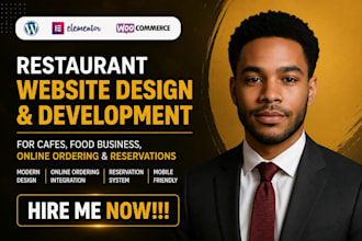 design restaurant website for cafes, food business, online ordering reservations