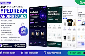 setup landing pages product launch godaddy print on demand typedream website