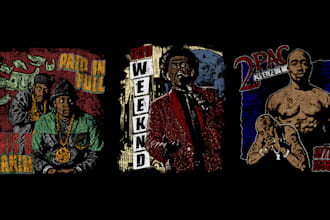 create a vintage bootleg rap t shirt design