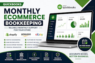 provide monthly ecommerce bookkeeping in quickbooks