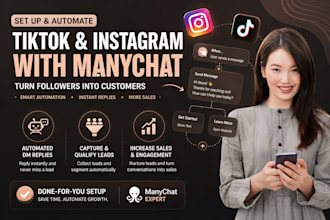 set up tiktok and instagram manychat automation
