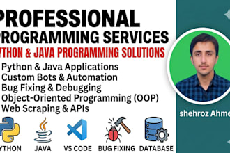 do java, and python programming and coding tasks