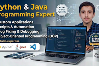 do java, and python programming and coding tasks
