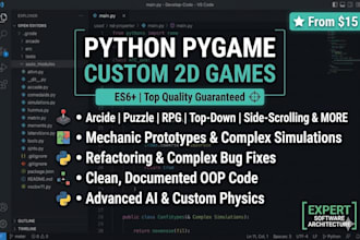 develop a custom 2d game or simulation using python pygame