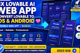 convert lovable to ios and android fix lovable ai web app lovable web app base44