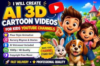 do ai animation, cocomelon style, nursery rhymes, kids learning and ads
