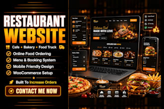 wordpress food catering website, restaurant, cafe, bake, food truck wix websites