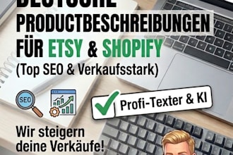 write german seo etsy product descriptions and shopify product descriptions