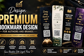 design premium bookmark design for authors and brand