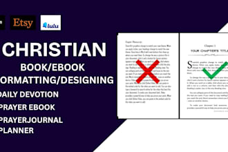 design, format christian ebook, journal, daily devotion, prayer book planner kdp