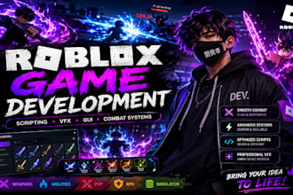 fully develop your roblox game roblox scripter weapons gui vfx roblox games