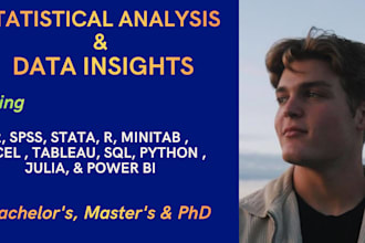 do statistical data analysis in excel, stata, spss, minitab and r