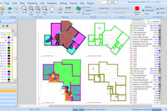 report building material cost estimation, flooring quantity takeoff from 2d plan