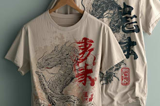 do a japanese t shirt illustration