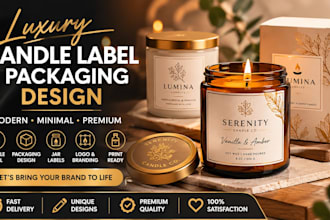 design luxury candle label, candle packaging and logo, produck pacakaging