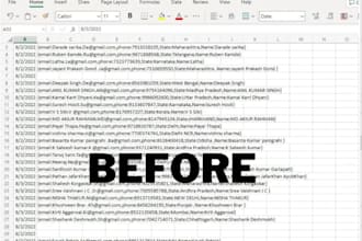 clean and format excel data