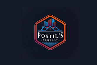 design creative classic real estate podcast logo