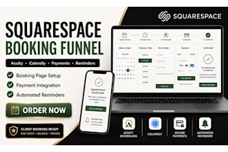 build a squarespace booking funnel with acuity, calendly and payment setup