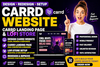 design carrd website, carrd landing page and redesign carrd website lofi store