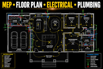 draw architectural plan electrical plan plumbing plans mep drawings floor plans