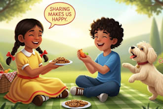 children story book illustration and children kids story book illustration