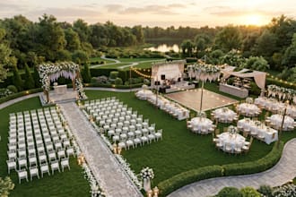 design hyper realistic 3d wedding hall 3d wedding venue renders ceremony layout