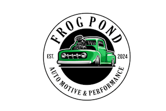 make existing automotive repair shop logo with cartoon frog