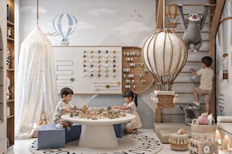 create custom cgi interior 3d kids room design bedroom, playroom, ikea, toddler