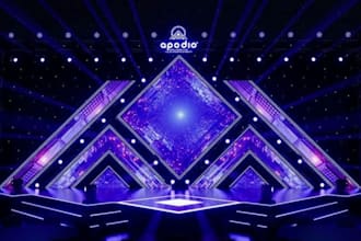 do 3d stage design, dmx lighting, wedding hall and event visualization