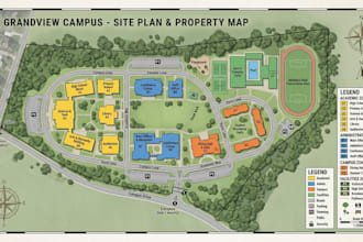 draw a map of the site plan, office, collage, school,campus ,property map
