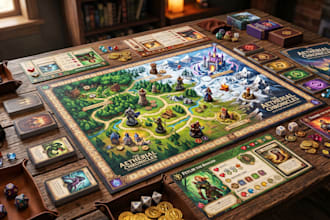 create stunning custom board game illustrations and design
