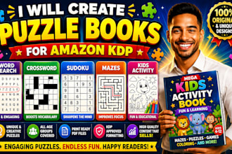 create puzzle book, word search, sudoku, kids activity book for amazon kdp