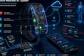 design esp32 medical wearable devices, health monitoring iot and embedded system