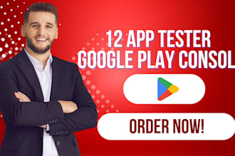 provide 12 app tester for google play console closed testing or android app test