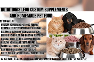 pet nutritionist for custom supplements and homemade pet food
