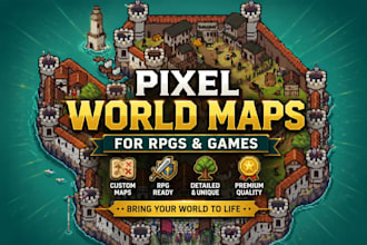 design pixel world maps for rpgs, world map pixel, rpg map, game environment, 2d