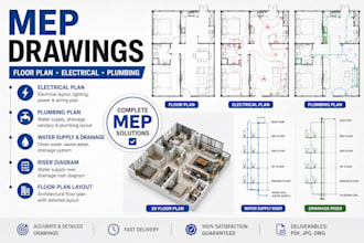draw architecture plan electrical plan plumbing plan floor plan drainage riser