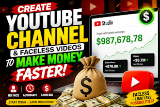 create your youtube channel and faceless video to make money faster