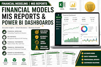 create financial models, mis reports and power bi dashboards