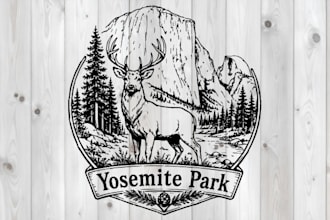 draw custom national park vintage illustration in vector style