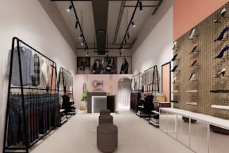refresh commercial space 3d design clothing store retails interior layout render